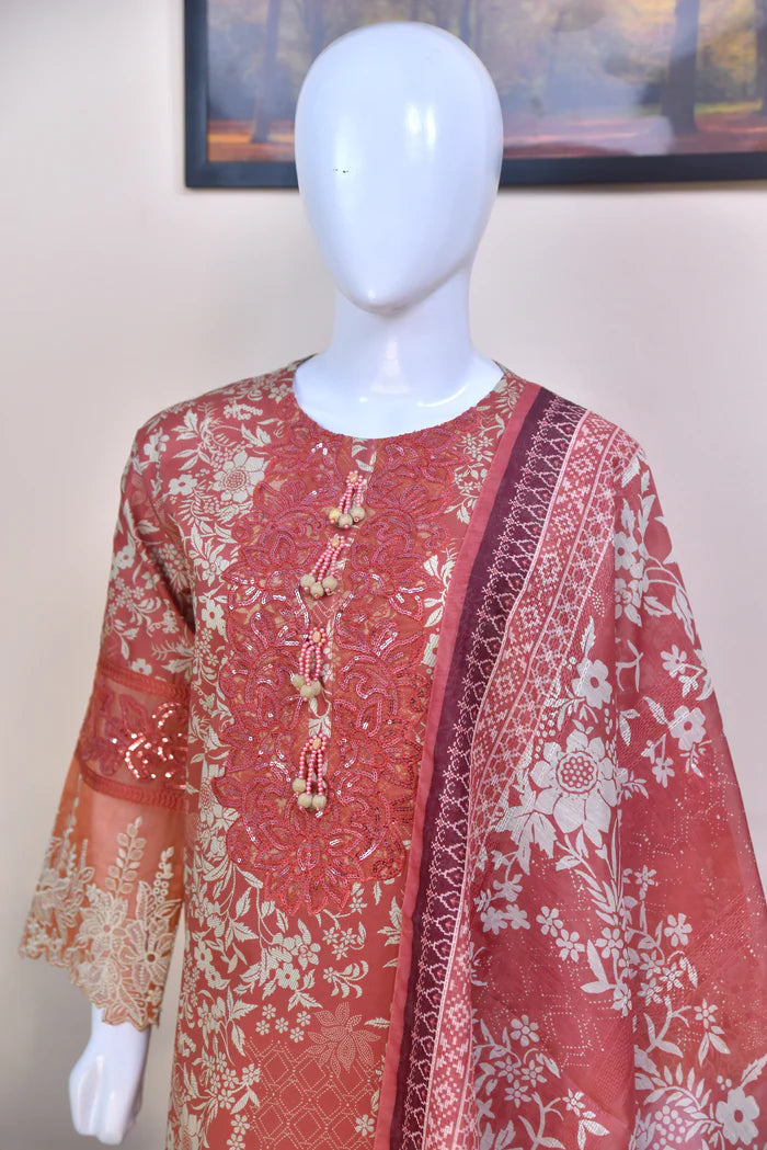Luxury Printed lawn 3PC with Lace Detailing