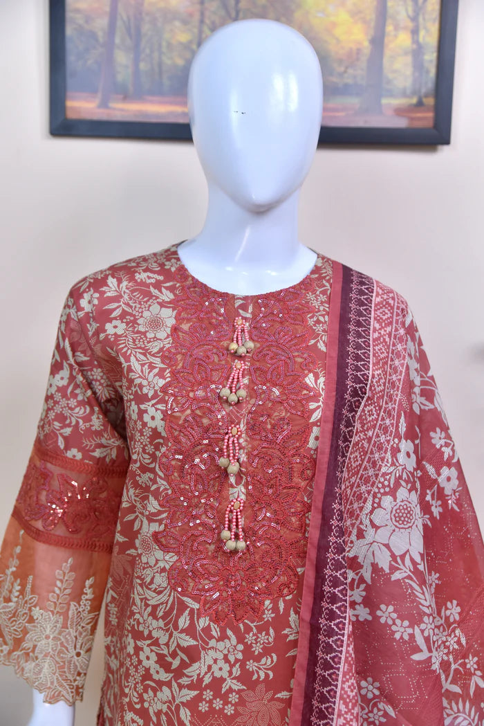 Luxury Printed lawn 3PC with Lace Detailing