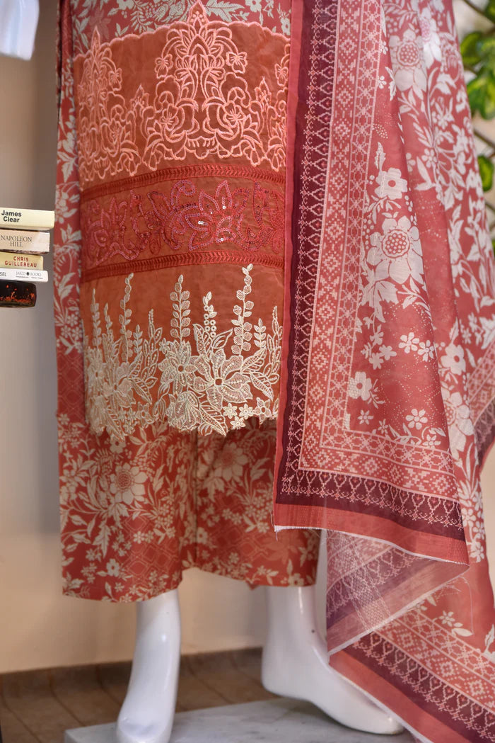 Luxury Printed lawn 3PC with Lace Detailing
